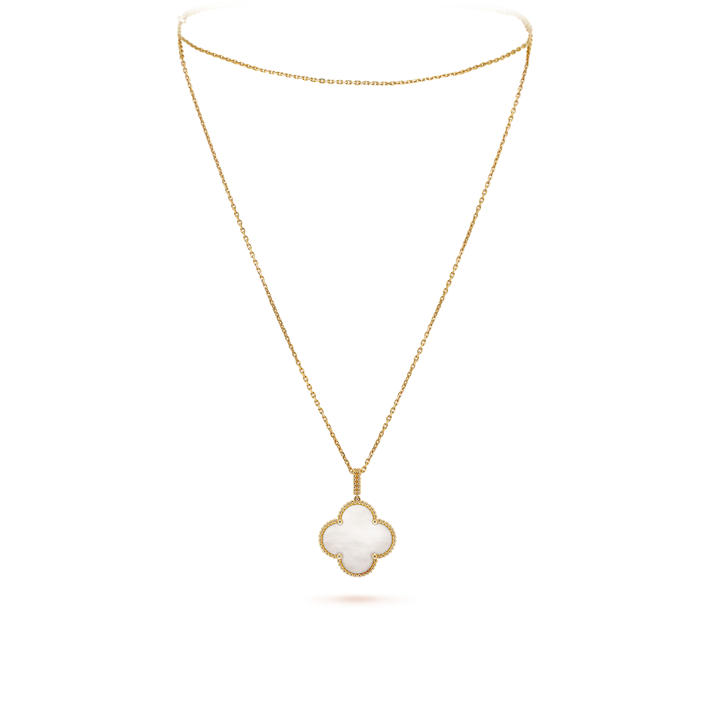 VAN CLEEF & ARPELS MAGIC ALHAMBRA LONG NECKLACE, 1 MOTIF - YELLOW GOLD, MOTHER-OF-PEARL  VCARO49L00